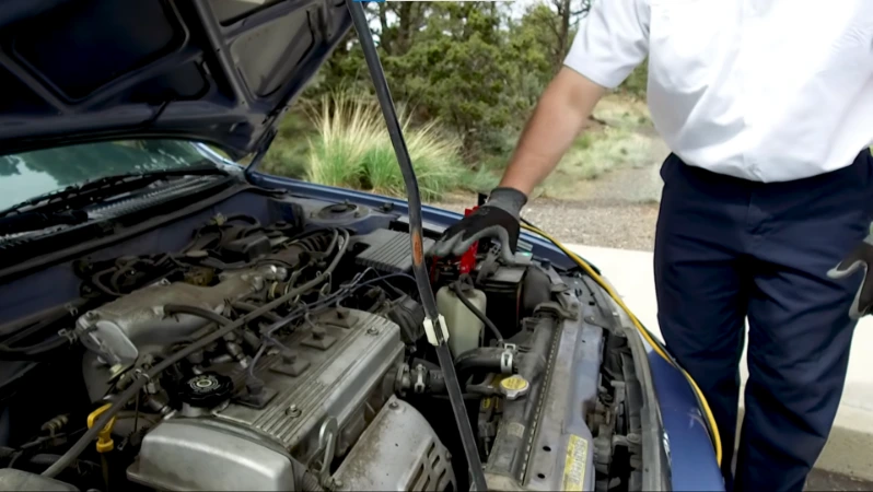 Battery jump start service at Lake Julian District Park in Candler NC