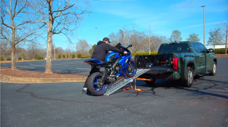 Motorcycle flatbed recovery on US-74A through the Broad River gorge near Fairview NC